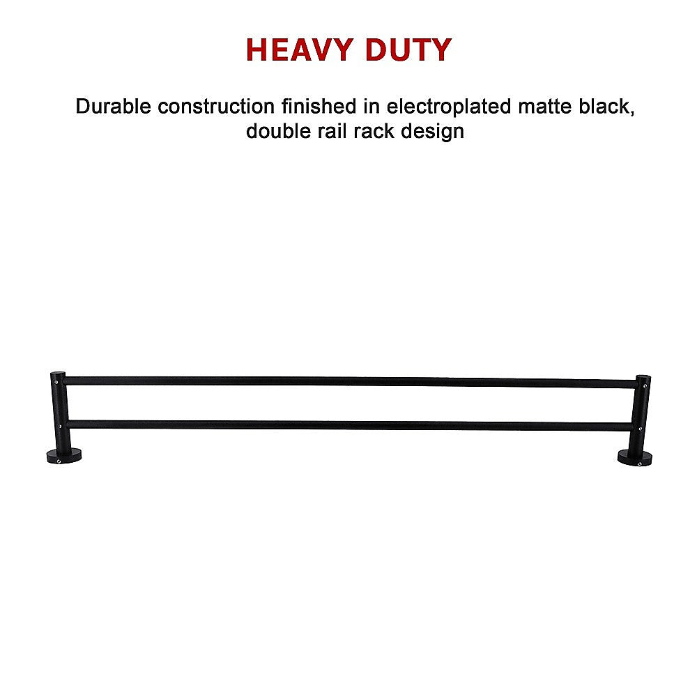 Single Classic Towel Bar Rail Bathroom Electroplated Matte Black Finish - Melbourne Home & Living
