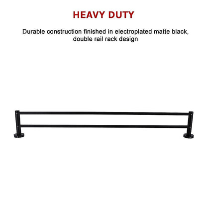 Single Classic Towel Bar Rail Bathroom Electroplated Matte Black Finish - Melbourne Home & Living