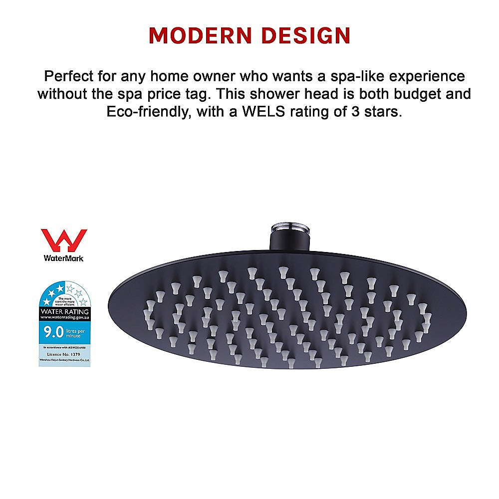 200mm Shower Head Round 304SS Showerhead Electroplated Matte Black Finish