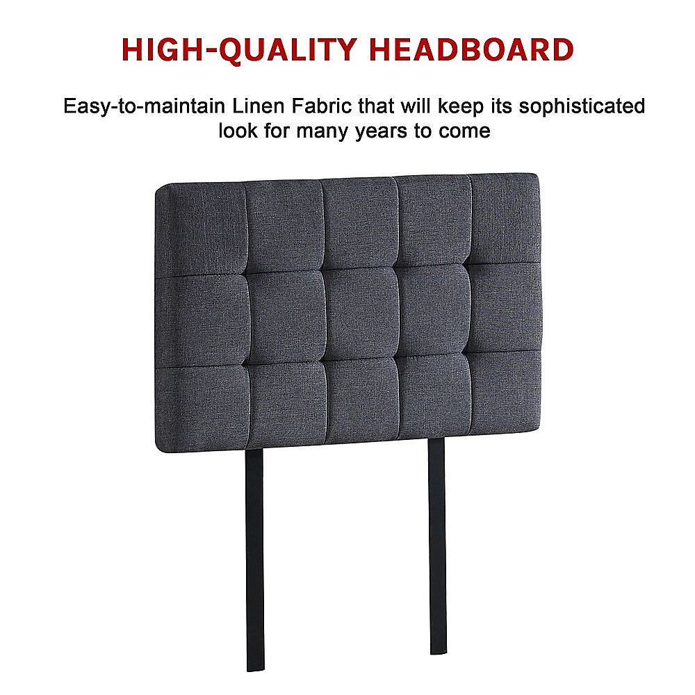 Contemporary Linen Fabric Single Bed Deluxe Headboard - Grey
