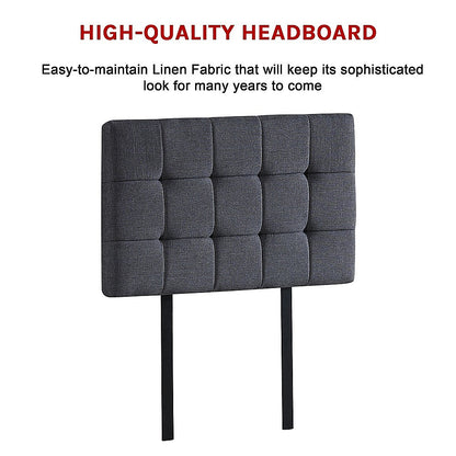 Contemporary Linen Fabric Single Bed Deluxe Headboard - Grey