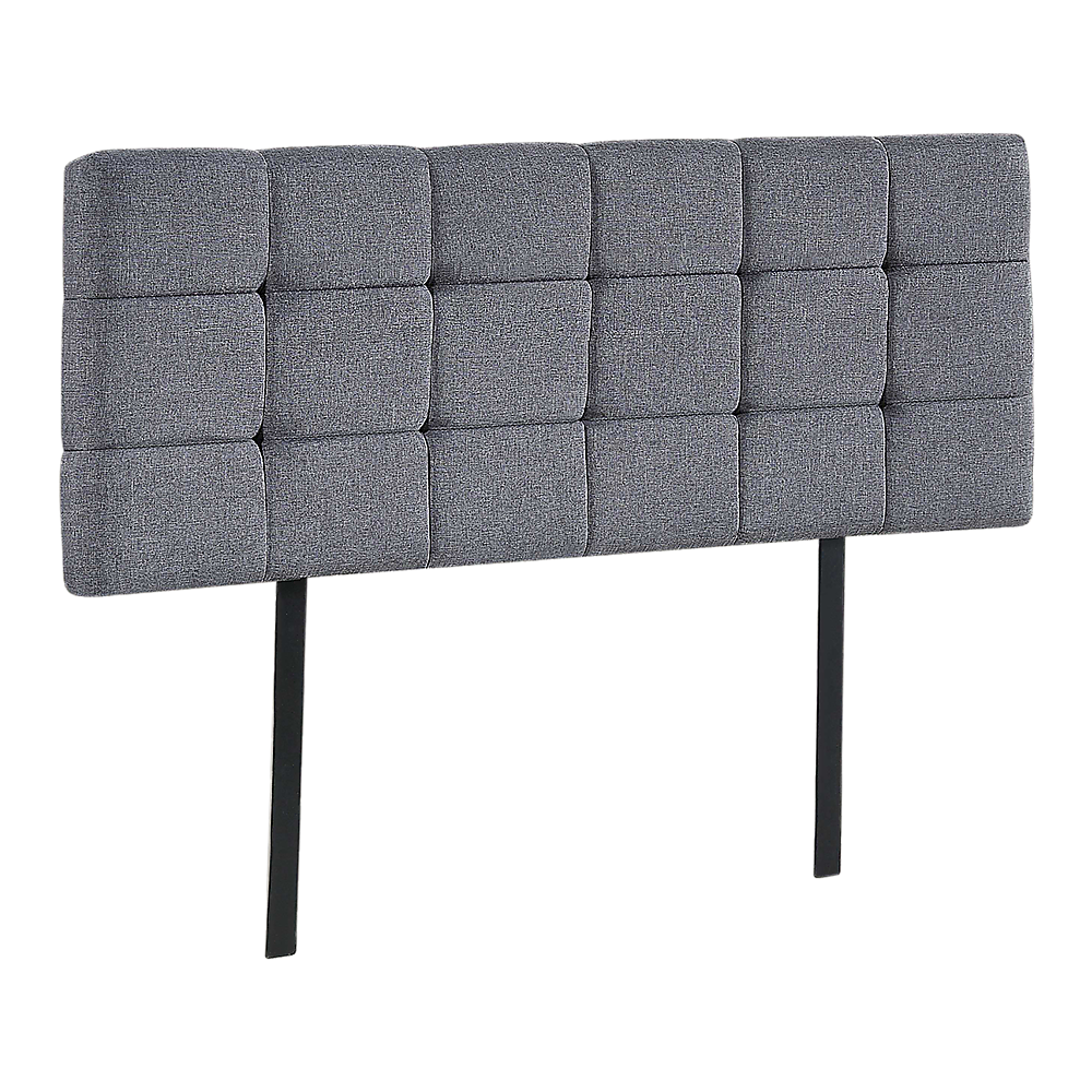 Plush Linen Fabric Double Bed Deluxe Headboard - Grey