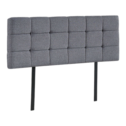 Plush Linen Fabric Double Bed Deluxe Headboard - Grey