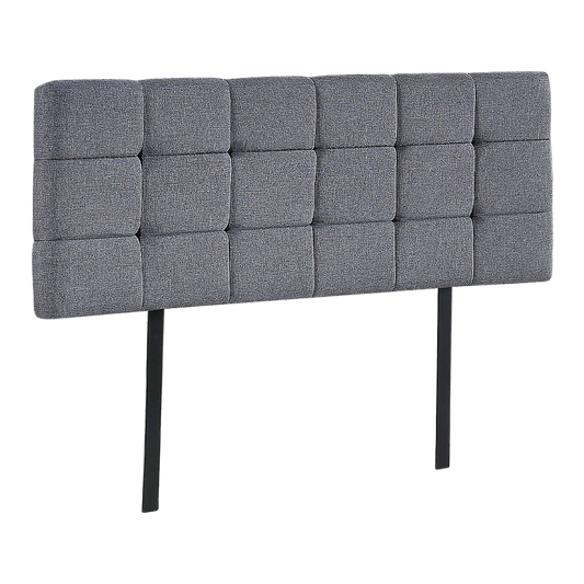 Plush Linen Fabric Double Bed Deluxe Headboard - Grey