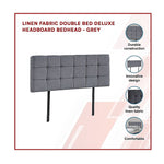 Plush Linen Fabric Double Bed Deluxe Headboard - Grey
