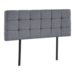 Plush Linen Fabric Double Bed Deluxe Headboard - Grey