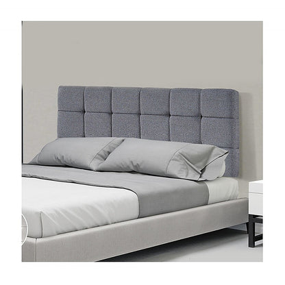 Plush Linen Fabric Double Bed Deluxe Headboard - Grey