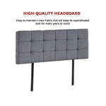 Plush Linen Fabric Double Bed Deluxe Headboard - Grey
