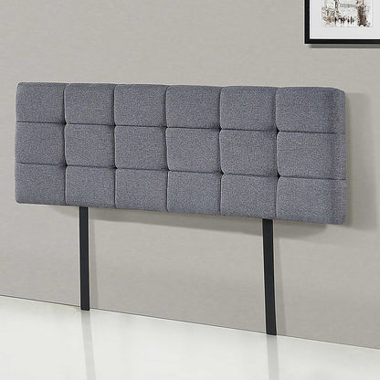 Stylish Linen Fabric Queen Bed Deluxe Headboard - Grey