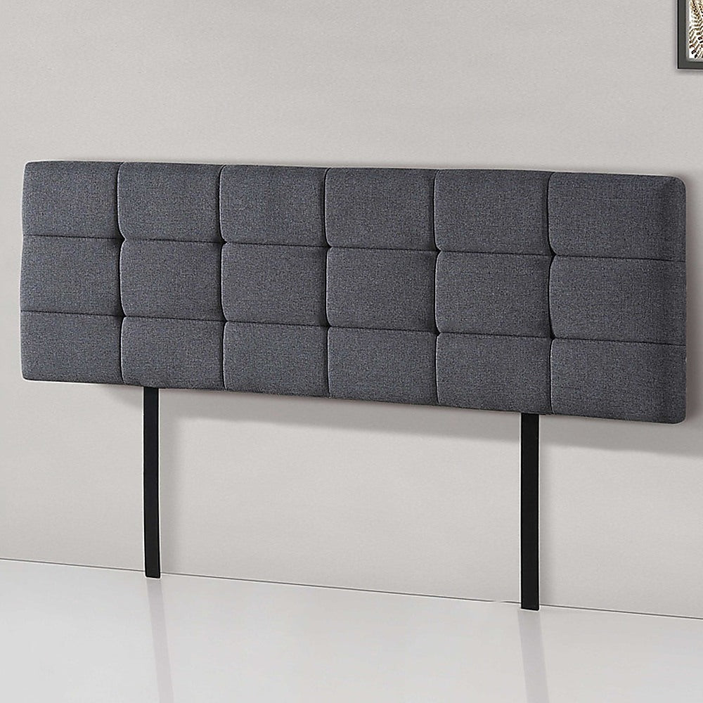 Majestic Linen Fabric King Bed Deluxe Headboard - Grey