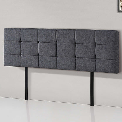 Majestic Linen Fabric King Bed Deluxe Headboard - Grey