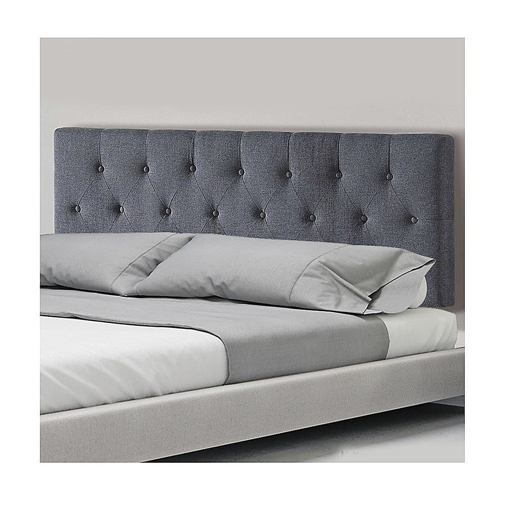 Cozy Linen Fabric Double Bed Deluxe Headboard - Grey