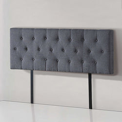 Cozy Linen Fabric Double Bed Deluxe Headboard - Grey