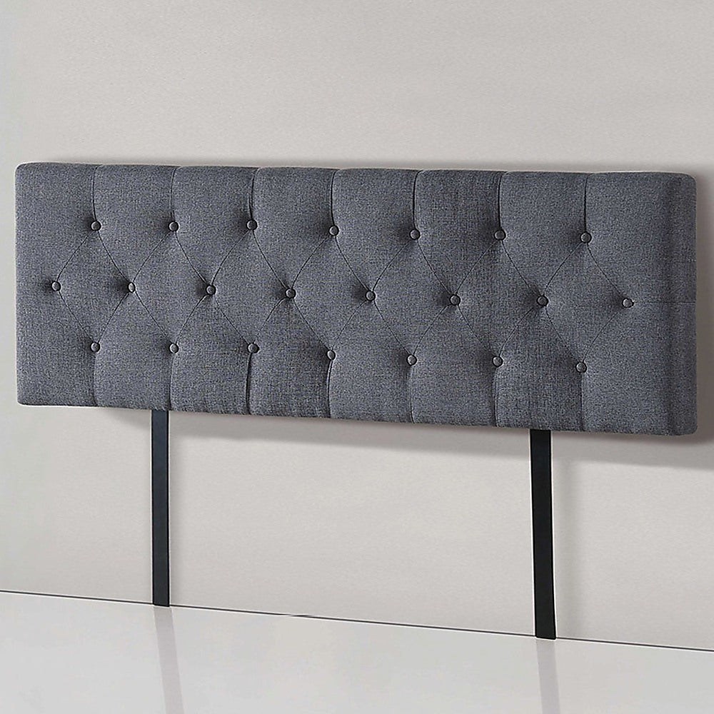 Sleek Linen Fabric Queen Bed Deluxe Headboard - Grey