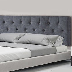 Sleek Linen Fabric Queen Bed Deluxe Headboard - Grey