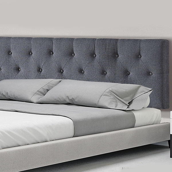  Sleek Linen Fabric Queen Bed Deluxe Headboard - Grey