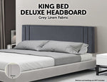 Elite Linen Fabric King Bed Deluxe Headboard - Grey