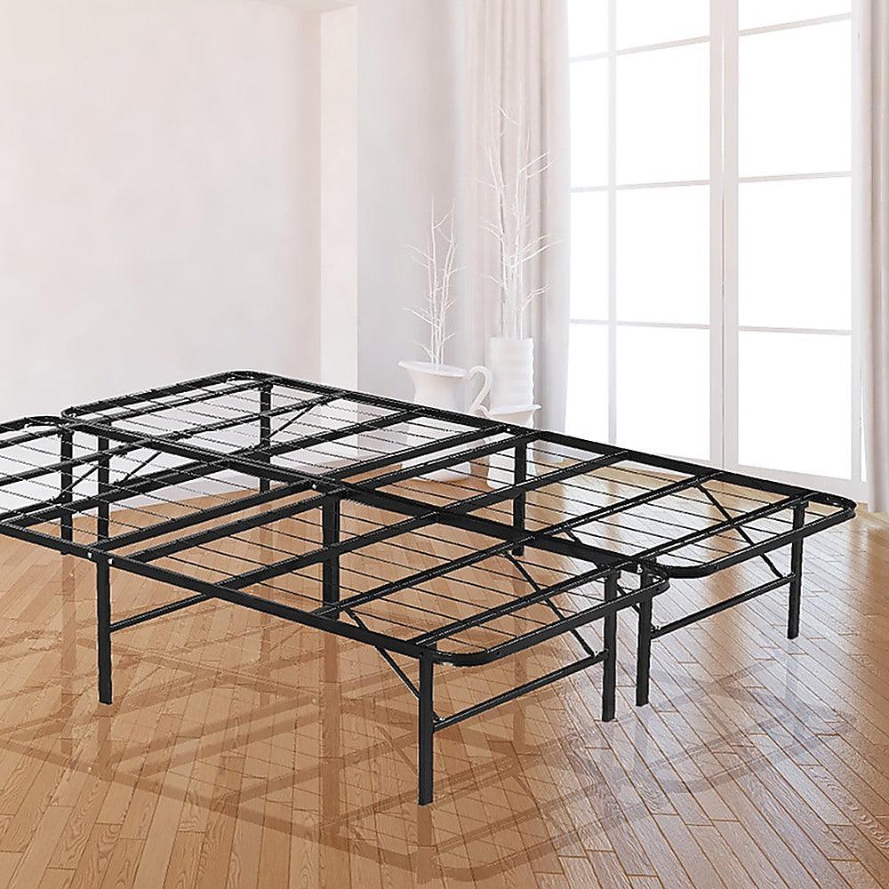 Queen Folding Metal Bed Frame Storage Platform Mattress Base