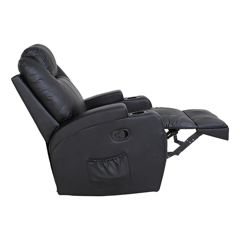Black Massage Sofa Chair Recliner 360 Degree Swivel Pu Leather