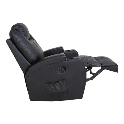 Black Massage Sofa Chair Recliner 360 Degree Swivel Pu Leather