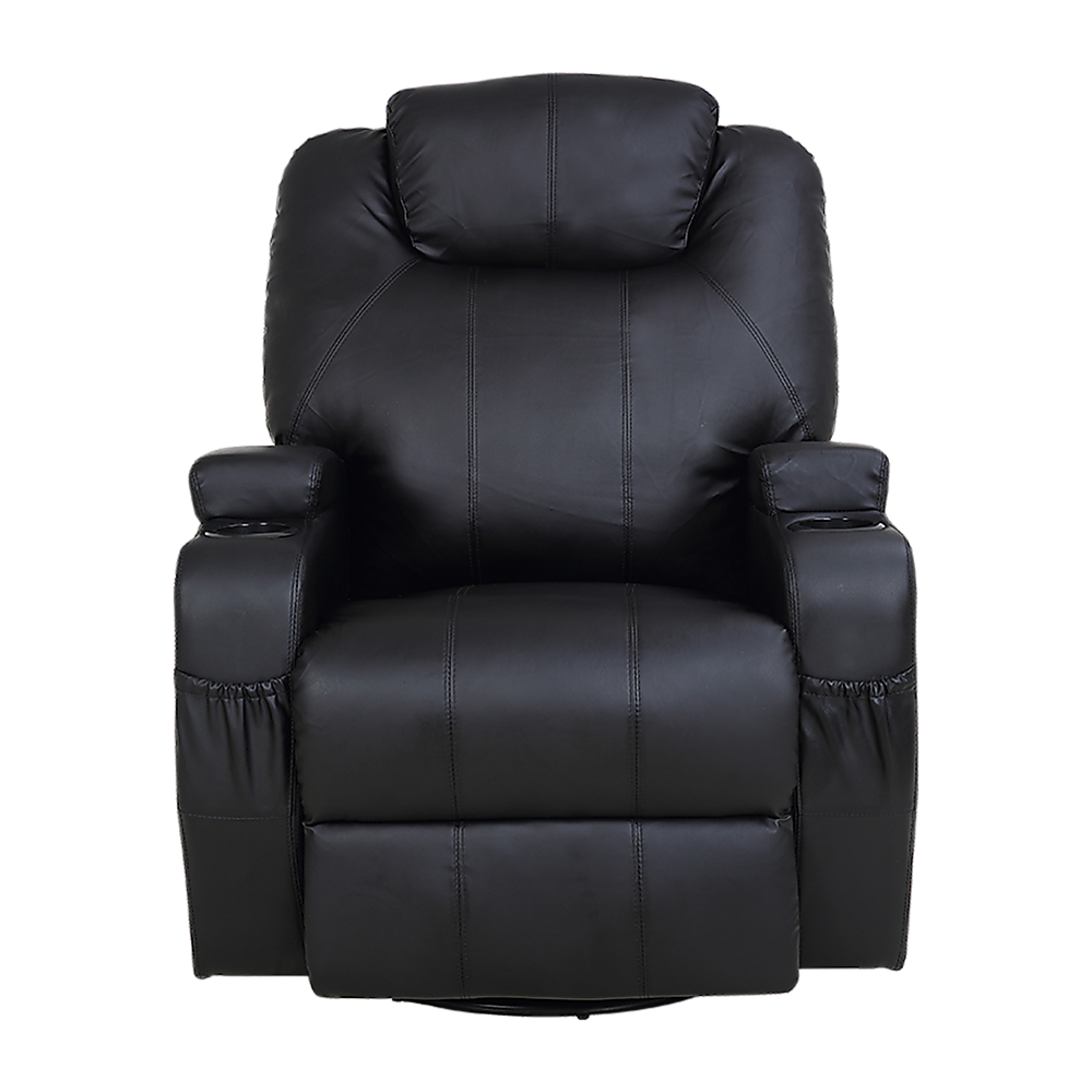 Black Massage Sofa Chair Recliner 360 Degree Swivel Pu Leather