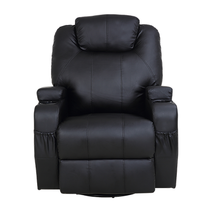 Black Massage Sofa Chair Recliner 360 Degree Swivel Pu Leather