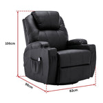 Black Massage Sofa Chair Recliner 360 Degree Swivel Pu Leather