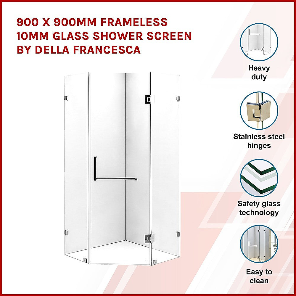 900 X 900Mm Frameless 10Mm Glass Shower Screen