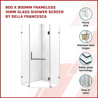 900 X 900Mm Frameless 10Mm Glass Shower Screen