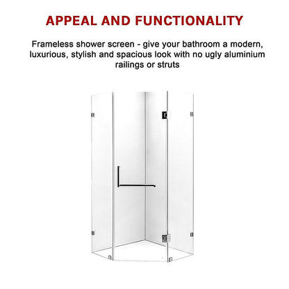 900 X 900Mm Frameless 10Mm Glass Shower Screen