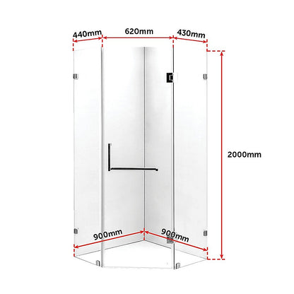 900 X 900Mm Frameless 10Mm Glass Shower Screen