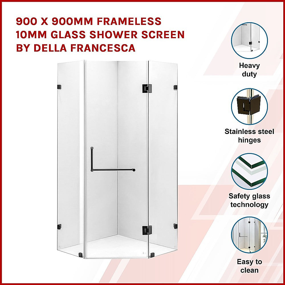 900 X 900Mm Frameless Glass Shower Screen