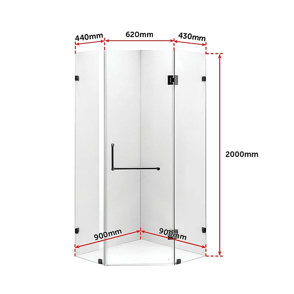 900 X 900Mm Frameless Glass Shower Screen