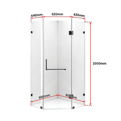 900 X 900Mm Frameless Glass Shower Screen