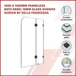 1200 X 1450Mm Frameless Bath Panel 10Mm Glass Shower Screen