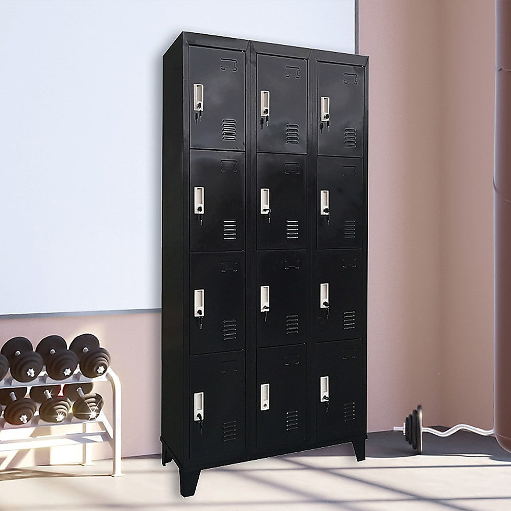 12 Door Locker - Office/Gym - Black - 190×90×36cm