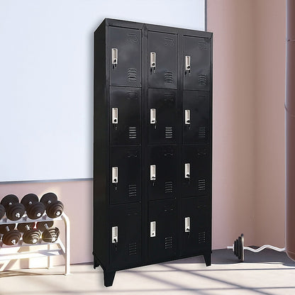 12 Door Locker - Office/Gym - Black - 190×90×36cm
