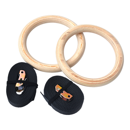 32Mm Wooden Gymnastic Rings Olympic Gym Rings Strength Training