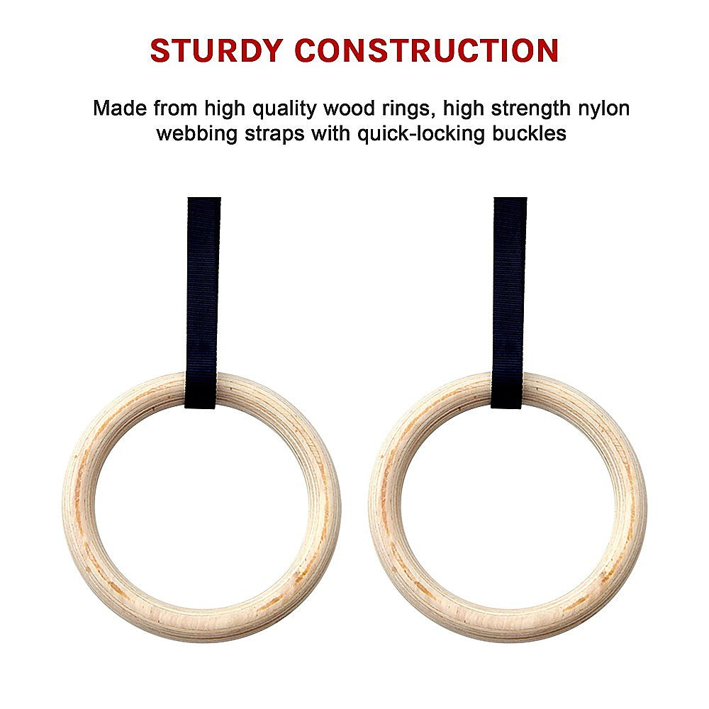 32Mm Wooden Gymnastic Rings Olympic Gym Rings Strength Training