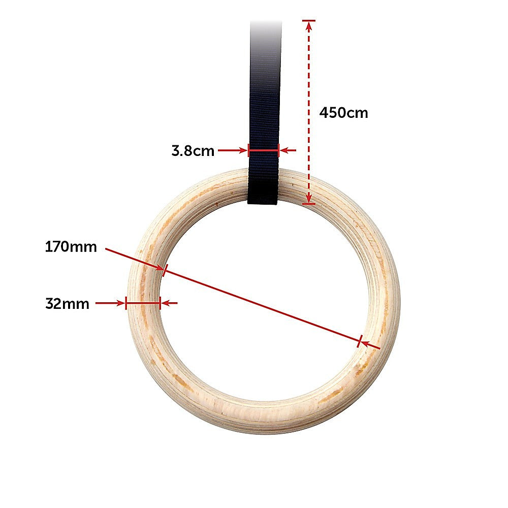 32Mm Wooden Gymnastic Rings Olympic Gym Rings Strength Training
