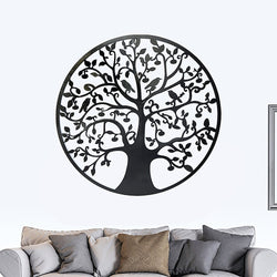 Black Tree Of Life Wall Art Hanging Metal Iron Sculpture Garden 60Cm