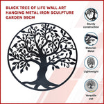 Black Tree of Life Wall Art Hanging Metal Iron Sculpture Garden 99cm