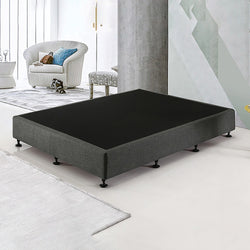 Queen Ensemble Bed Base Platinum Graphite Linen Fabric