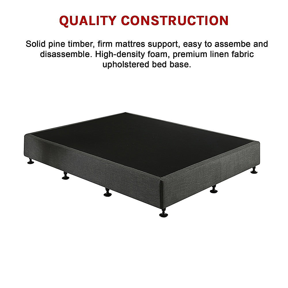 Queen Ensemble Bed Base Platinum Graphite Linen Fabric