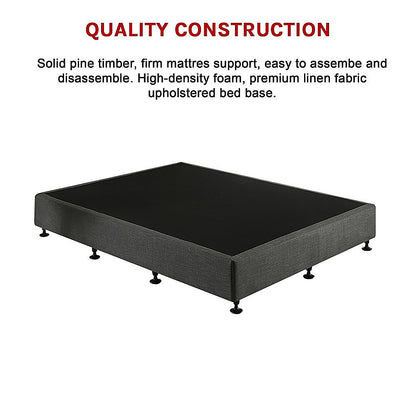 Queen Ensemble Bed Base Platinum Graphite Linen Fabric