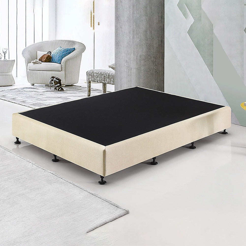 King Single Ensemble Bed Base Platinum Natural Sand Linen Fabric