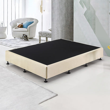 King Single Ensemble Bed Base Platinum Natural Sand Linen Fabric