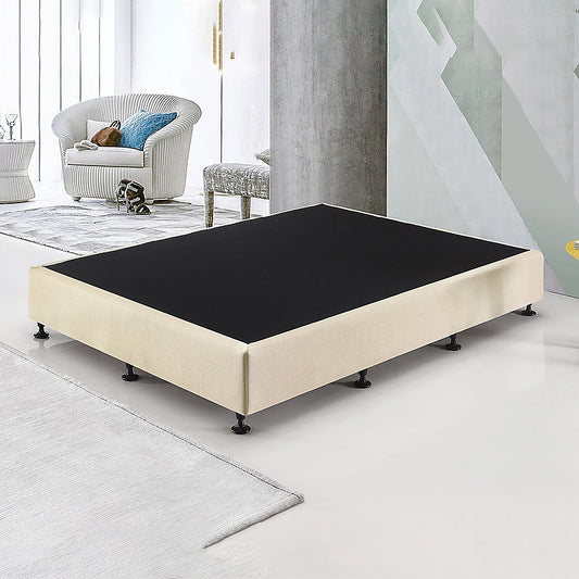 King Single Ensemble Bed Base Platinum Natural Sand Linen Fabric