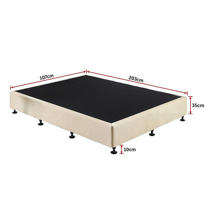 King Single Ensemble Bed Base Platinum Natural Sand Linen Fabric