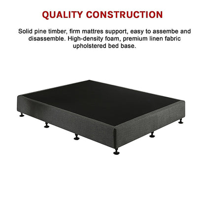 King Single Ensemble Bed Base Platinum Graphite Linen Fabric